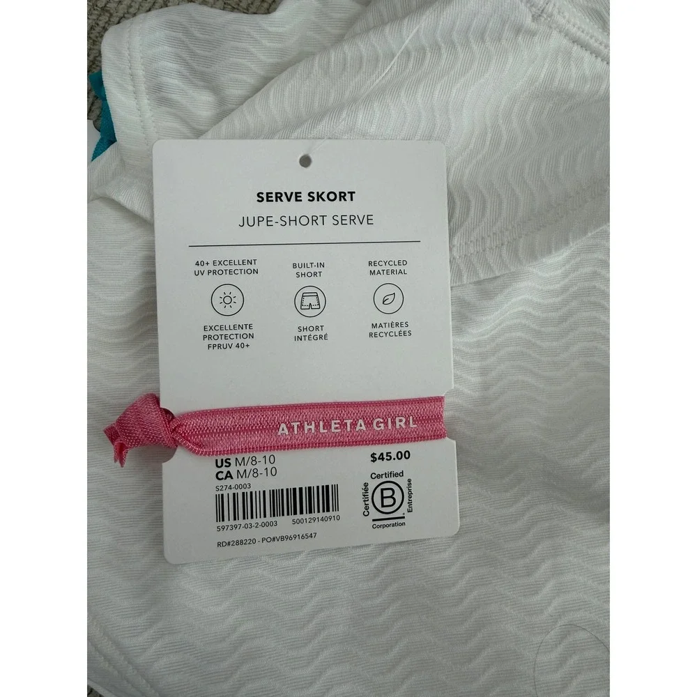 Athleta Girl Serve UPF Jacket Skort Tank 3 Piece NWT Size M 8-10 White